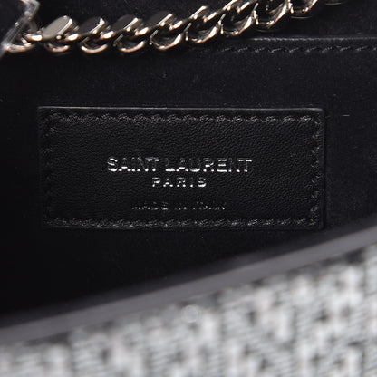 Saint Laurent Metallic Calfskin Chevron Small Monogram Kate Satchel Black Argento 6 of 7