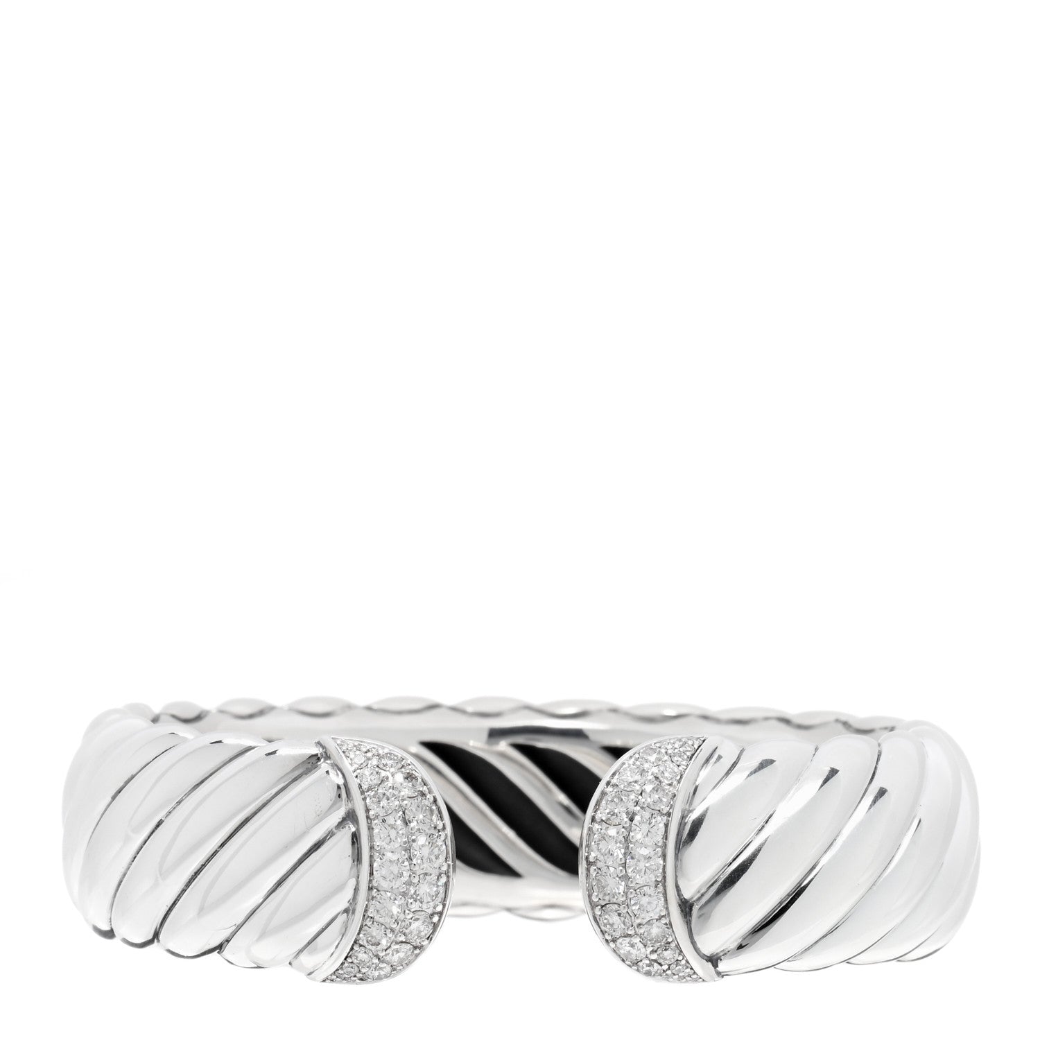 David Yurman Sterling Silver Diamond 17mm Waverly Bracelet 1 of 3