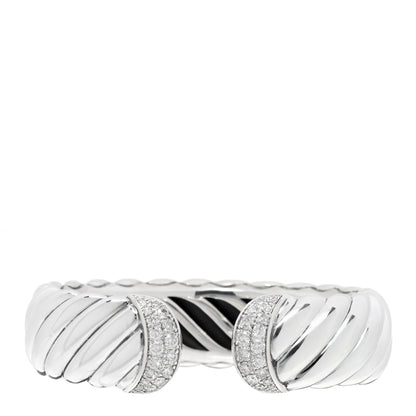 David Yurman Sterling Silver Diamond 17mm Waverly Bracelet 1 of 3