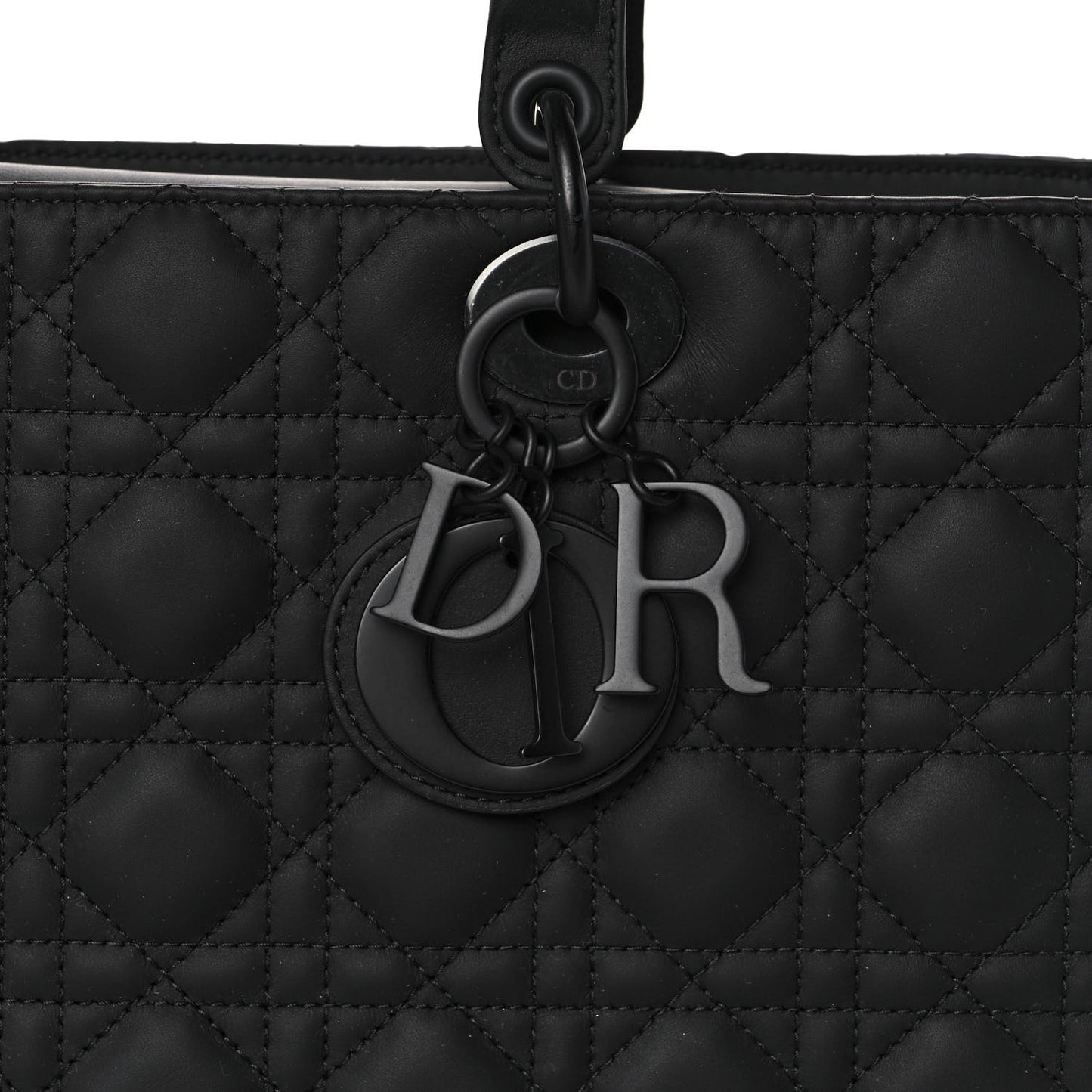 Ultra Matte Calfskin Cannage Large Lady Dior Black
