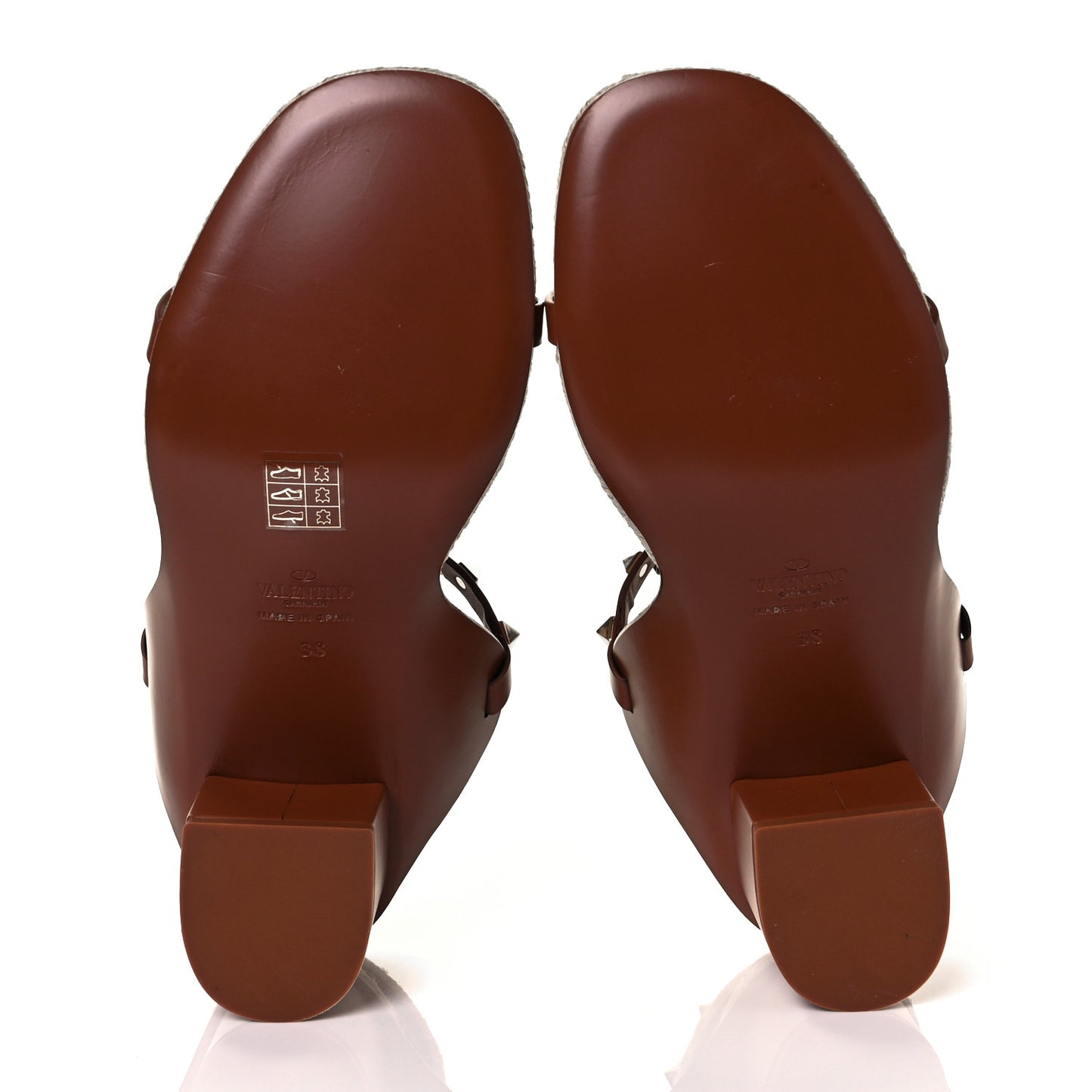 Calfskin Rockstud Ankle Strap Espadrille 10/60mm Sandals 38 Selleria