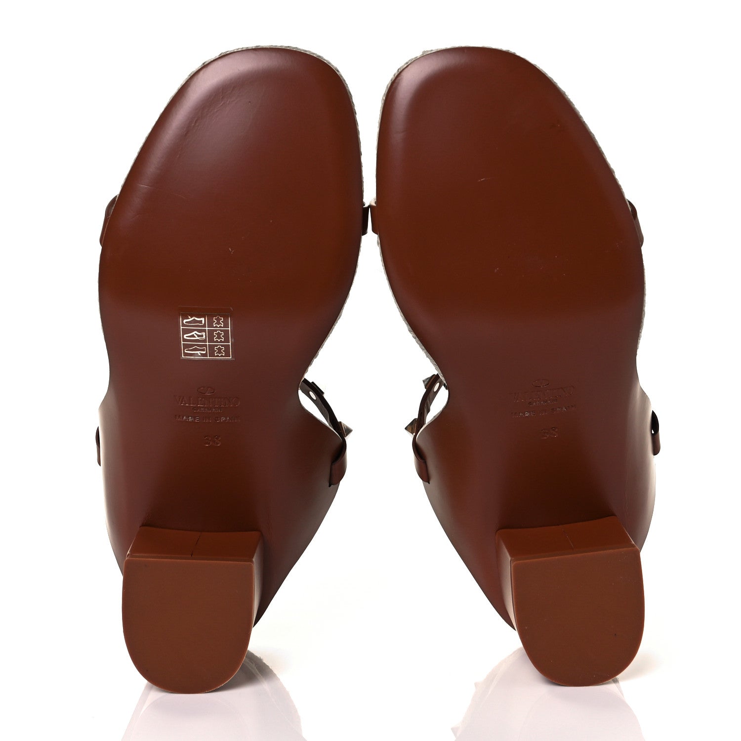 Valentino Garavani Calfskin Rockstud Ankle Strap Espadrille 10/60mm Sandals 38 Selleria 5 of 9