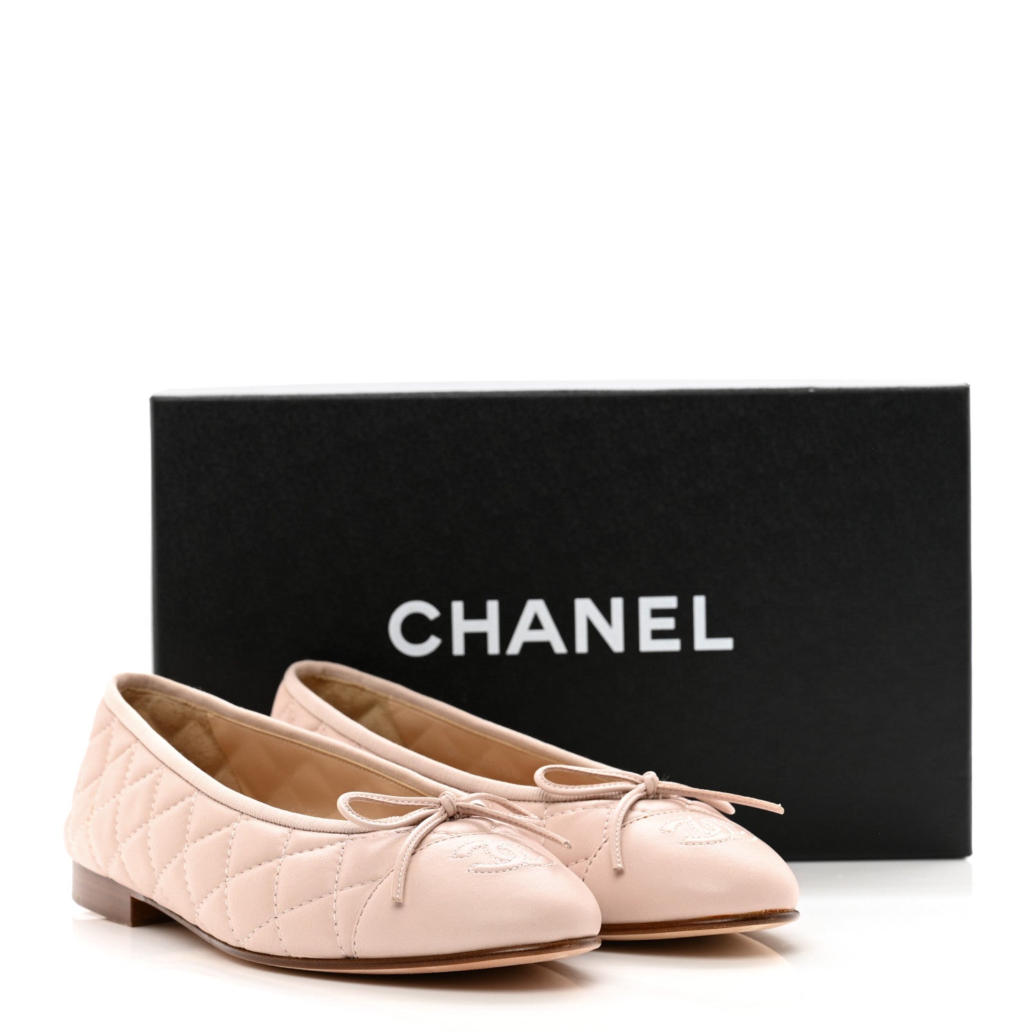 Chanel Lambskin Quilted CC Cap Toe Ballerina Flats 37 Light Pink 9 of 9