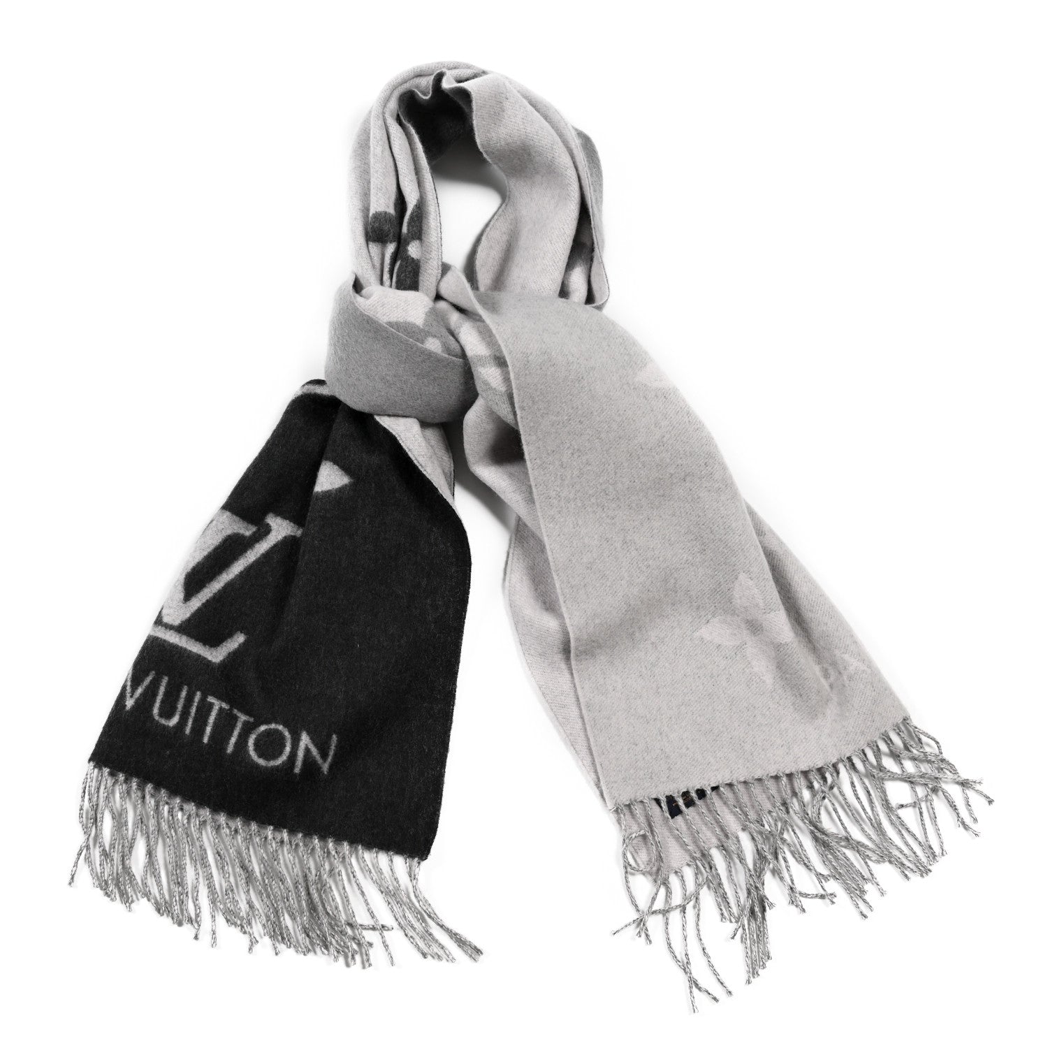 Louis Vuitton Cashmere Monogram Degrade Reykjavik Scarf Black 2 of 3
