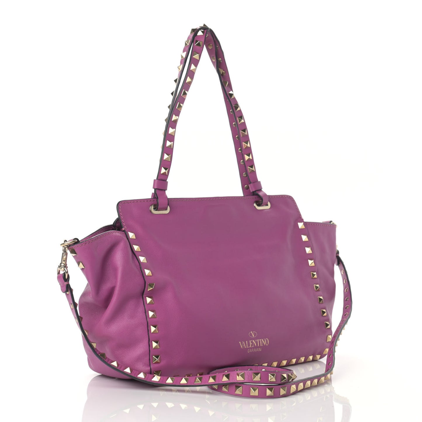 Vitello Small Rockstud Tote Purple Violet