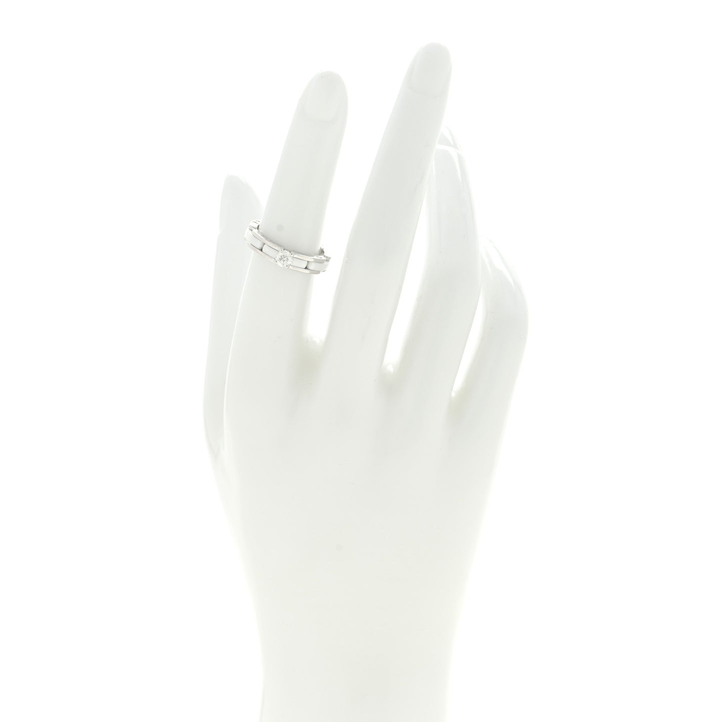 18K White Gold Ceramic Diamond Slim Ultra Ring 51 5.75 White