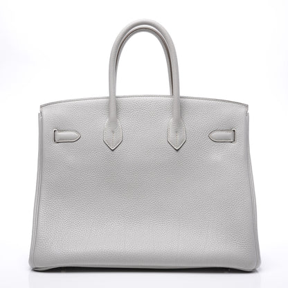 Hermes Taurillon Clemence Lizard Club Birkin 35 Gris Perle White Mykonos 3 of 31