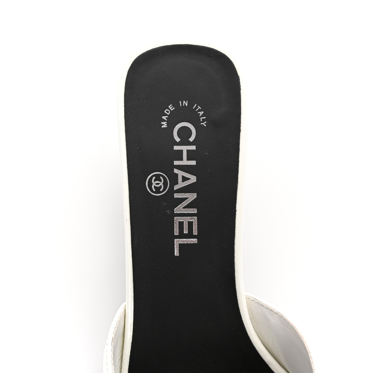 Patent Calfskin Mules 39 Black White