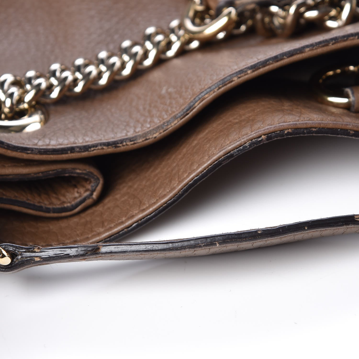 Gucci Pebbled Calfskin Medium Soho Chain Shoulder Bag Maple Brown 14 of 19