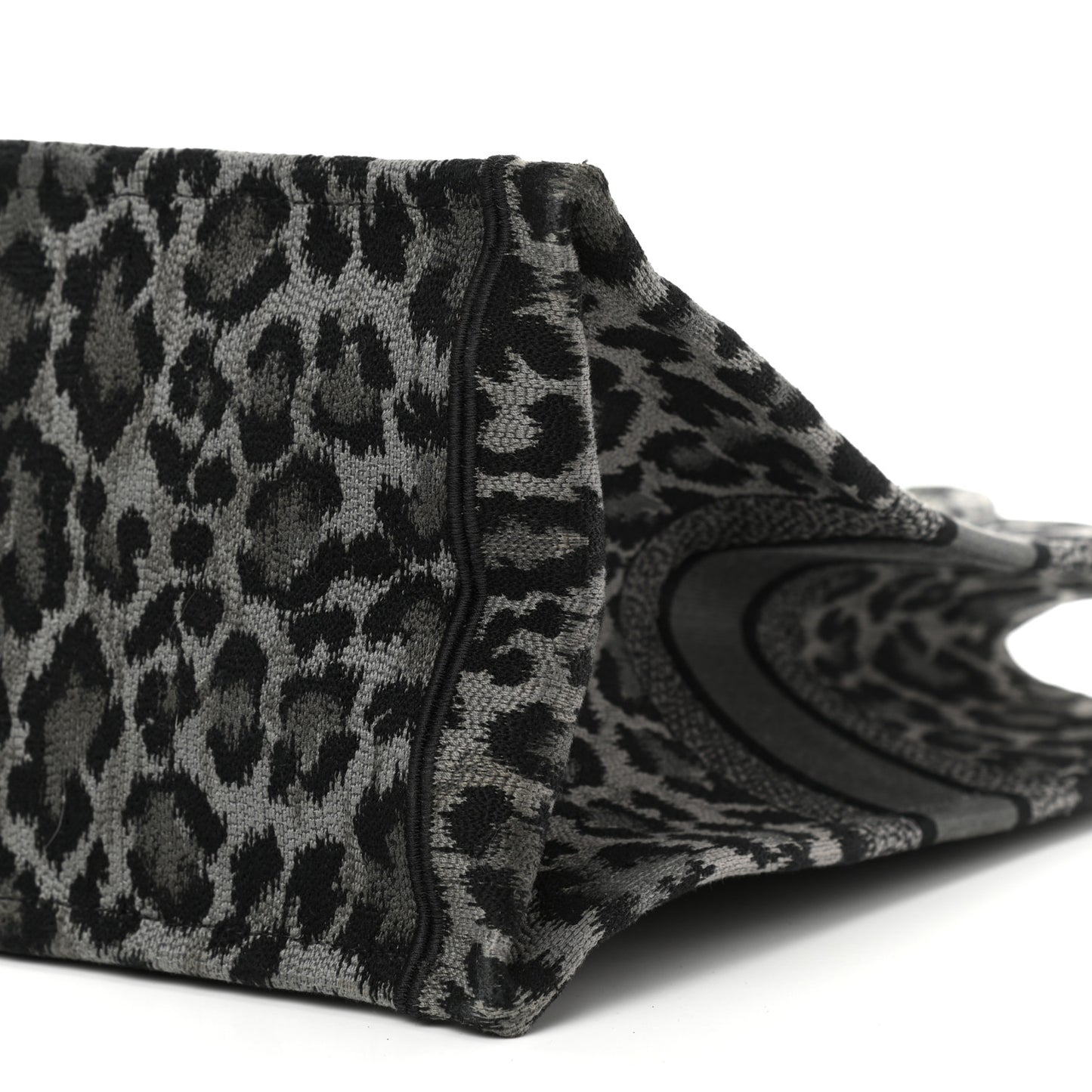 Canvas Embroidered Large Leopard Book Tote Grey