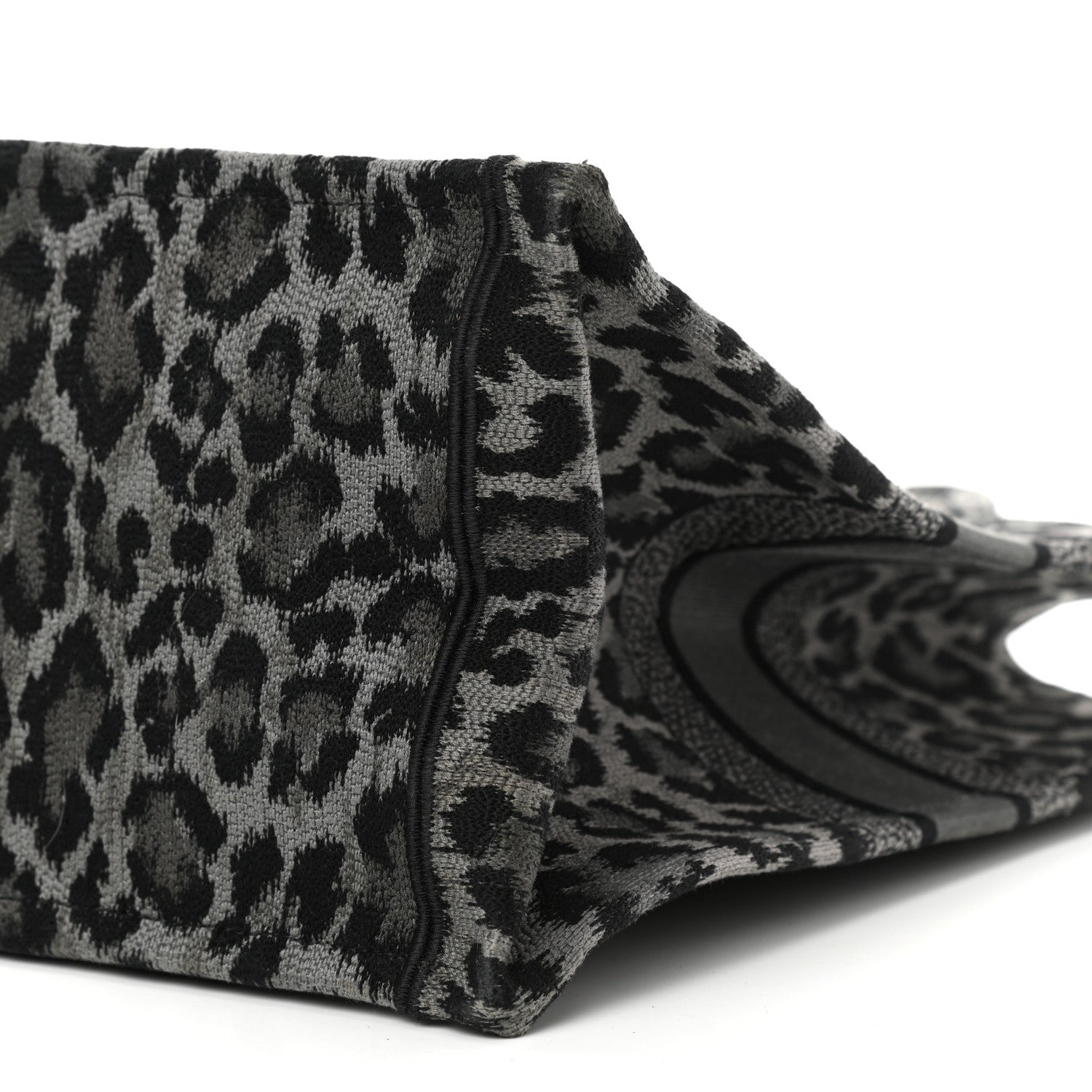Christian Dior Canvas Embroidered Large Leopard Book Tote Grey 10 of 10
