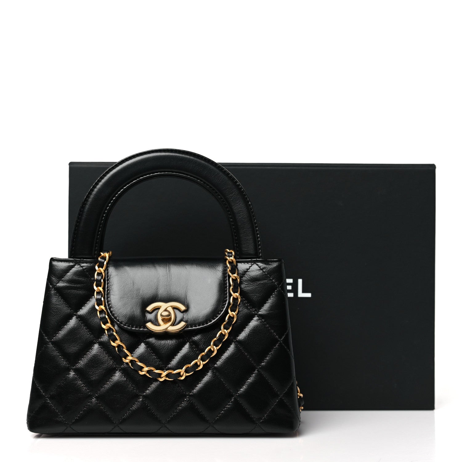 Chanel Shiny Aged Calfskin Quilted Nano Kelly Shopper Black 11 of 11