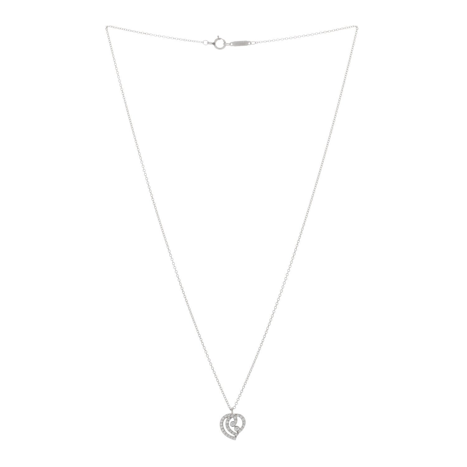 Tiffany Platinum Diamond Enchant Heart Pendant Necklace 2 of 3