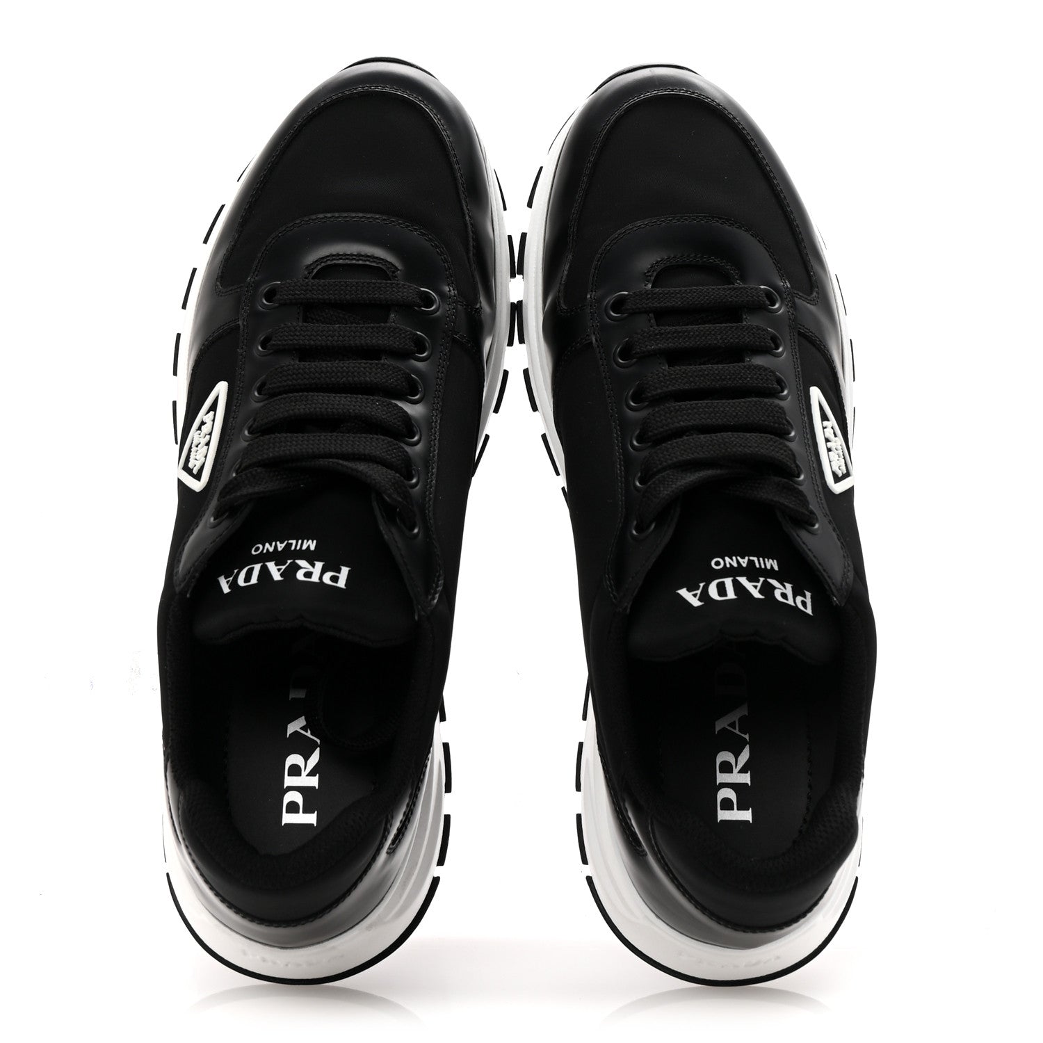 Prada Re-Nylon Piuma Metal Triangle Logo Quilted 45mm Sneakers 39.5 Black 2 of 10