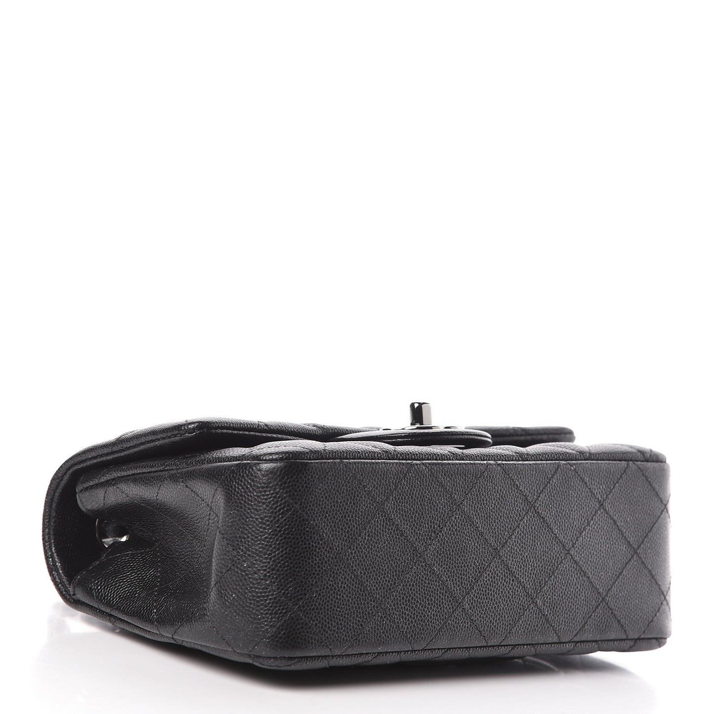Iridescent Caviar Quilted Mini Rectangular Flap Black