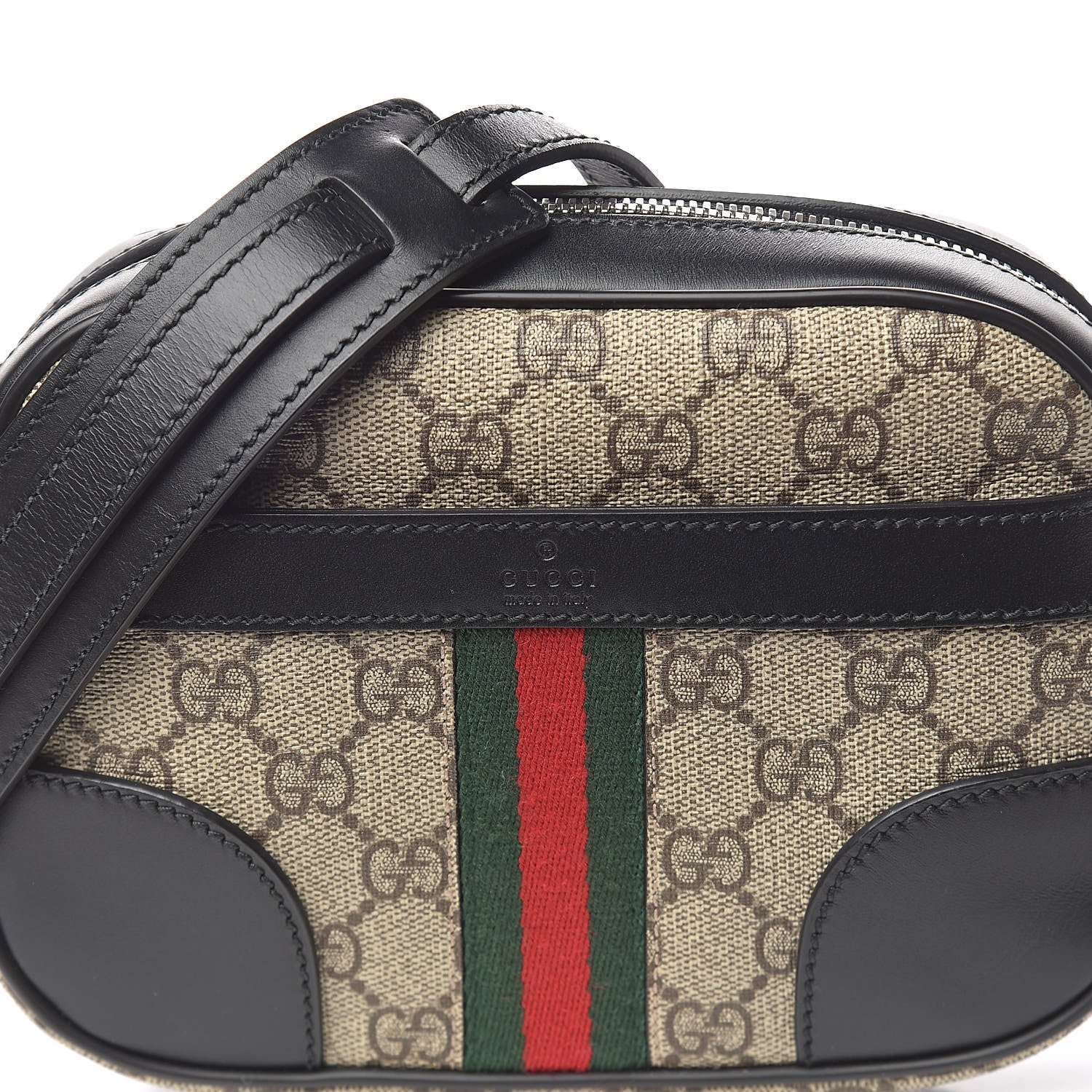 Gucci GG Supreme Monogram Web Small Shoulder Bag Black 10 of 11