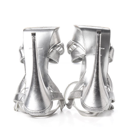Saint Laurent Metallic Calfskin Tribute 105 Platform Sandals 40.5 Silver 6 of 11