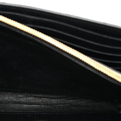 Saint Laurent Grain De Poudre Matelasse Chevron Monogram Chain Wallet Black 6 of 12