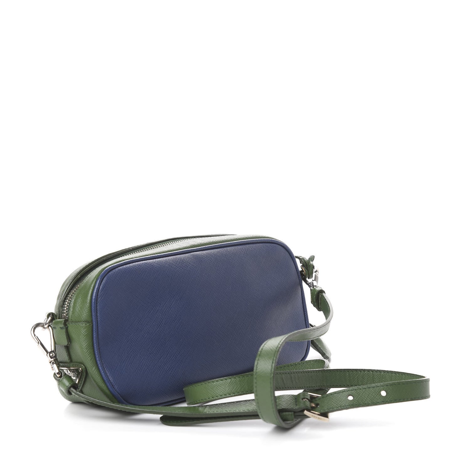 Saffiano Buckle Bi-Color Camera Bag Bluette Lari