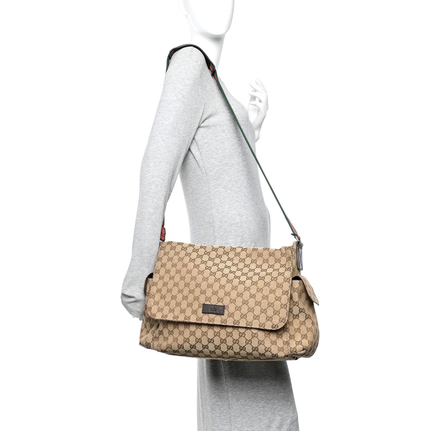 Gucci Monogram Web Messenger Diaper Bag Brown 2 of 11
