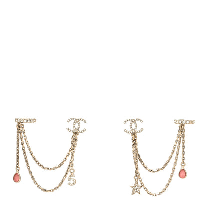 Chanel Crystal Star 5 Drop CC Earrings Gold 1 of 4