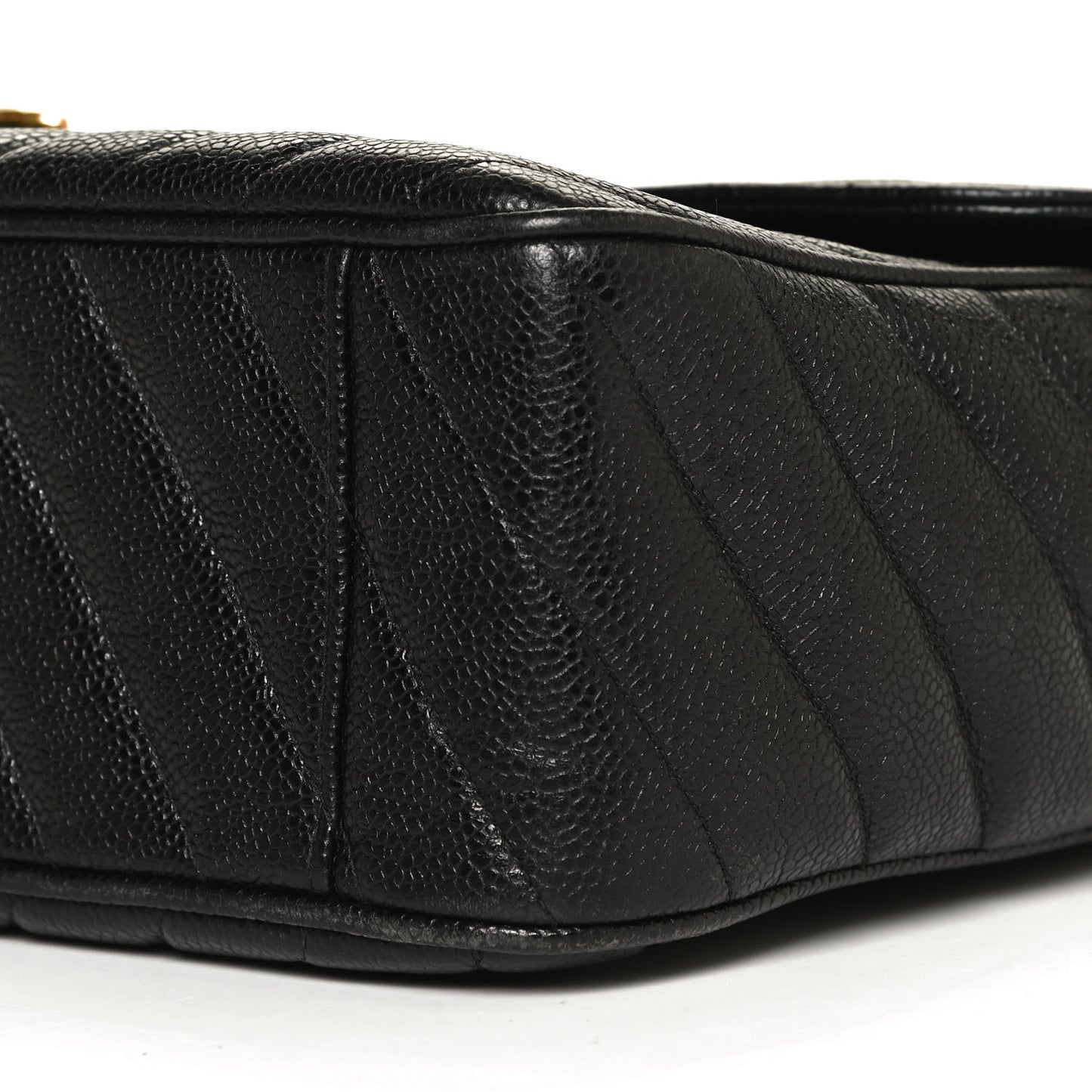 Caviar Chevron Quilted Maxi Single Flap Black