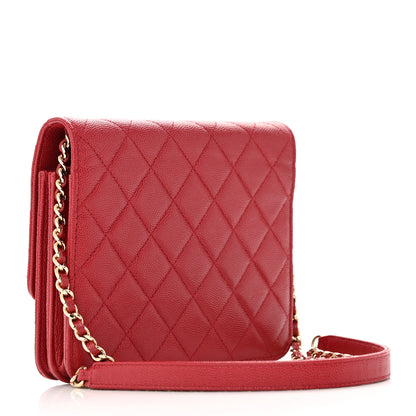 Chanel Caviar Quilted Square Wallet On Chain WOC Dark Red 3 of 17