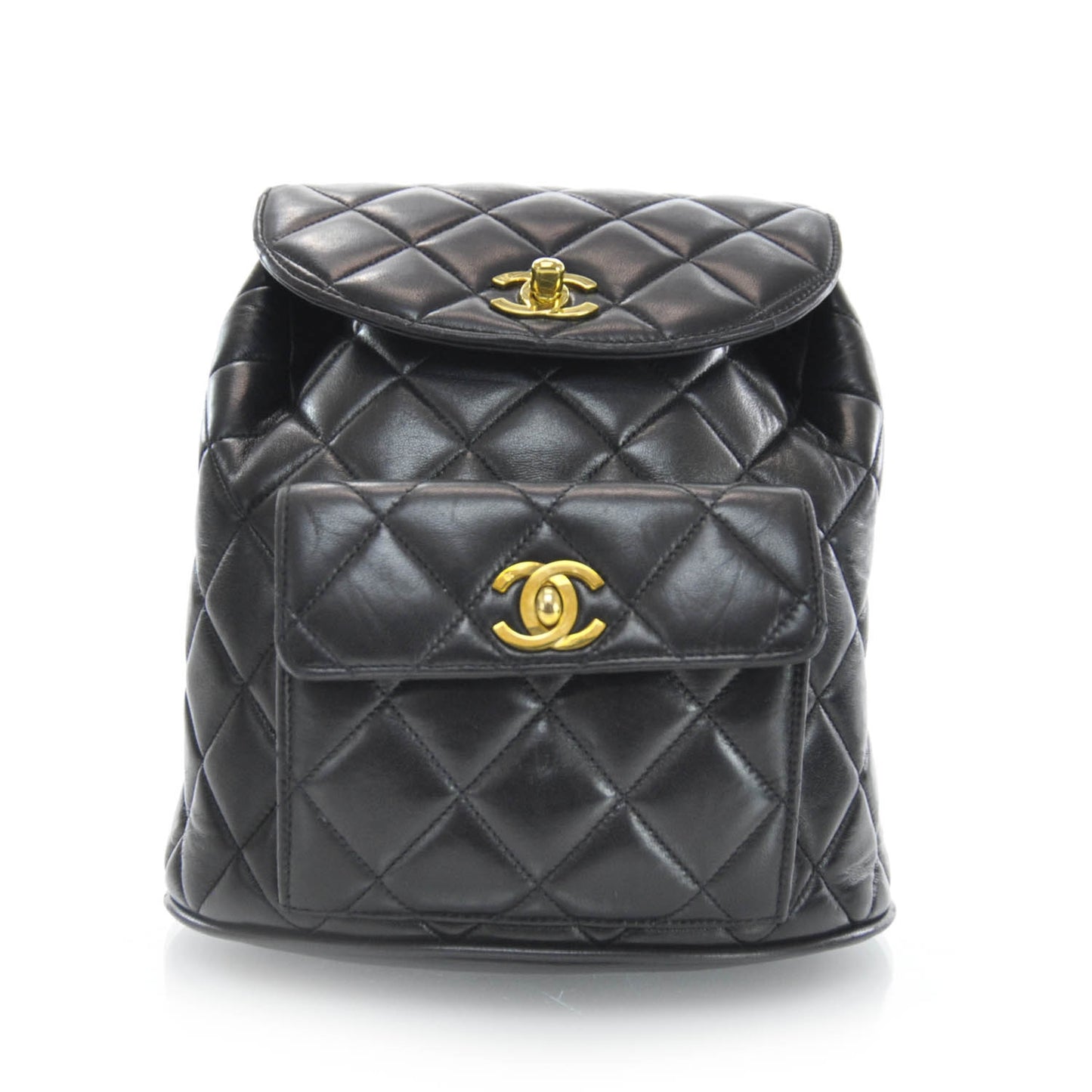 Lambskin Quilted Backpack Black