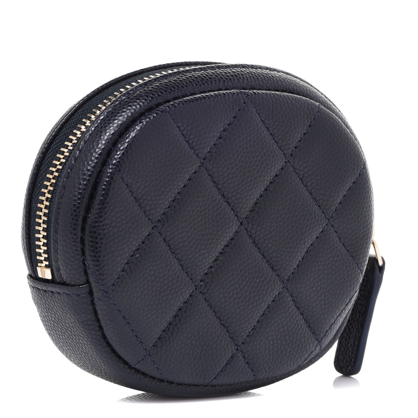 Caviar Quilted Zip Around Classic Coin Purse Navy