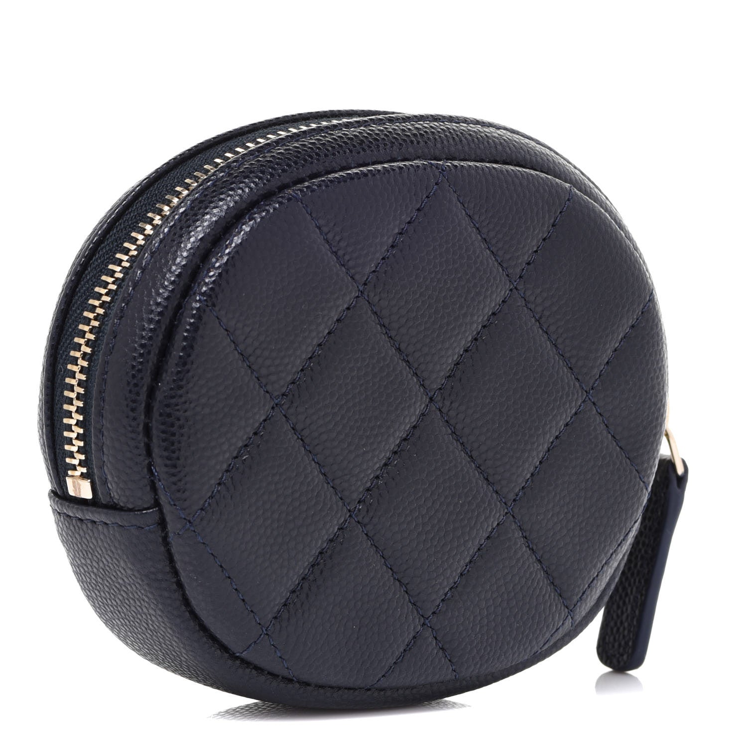 Chanel Caviar Quilted Zip Around Classic Coin Purse Navy 3 of 8