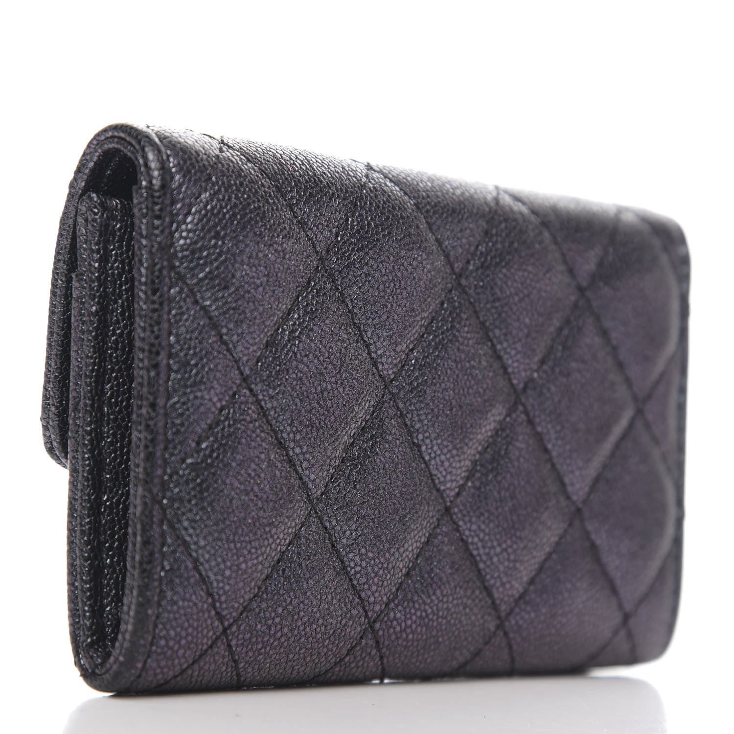 Chanel Iridescent Caviar Flap Quilted Card Holder Black 3 of 9