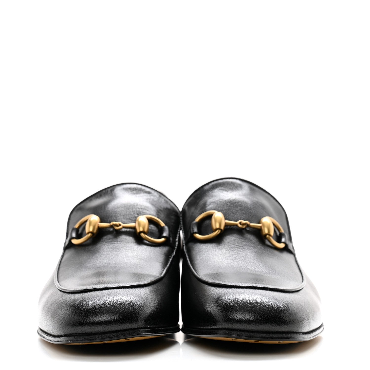 Gucci Goatskin Womens Horsebit Mid-Heel Loafers 38 Black 2 of 10