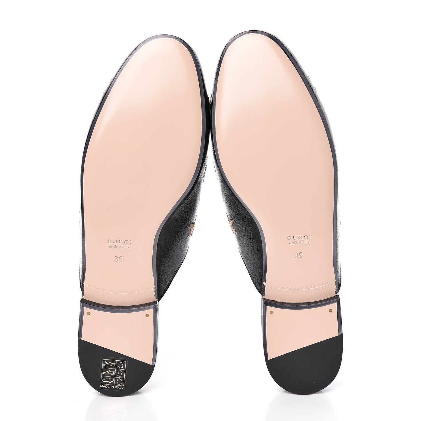 Goatskin Bee Star Embroidered Womens Princetown Slippers 39 Black