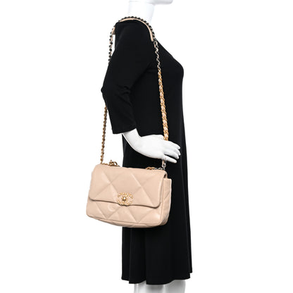 Chanel Lambskin Quilted Medium Chanel 19 Flap Beige 2 of 12