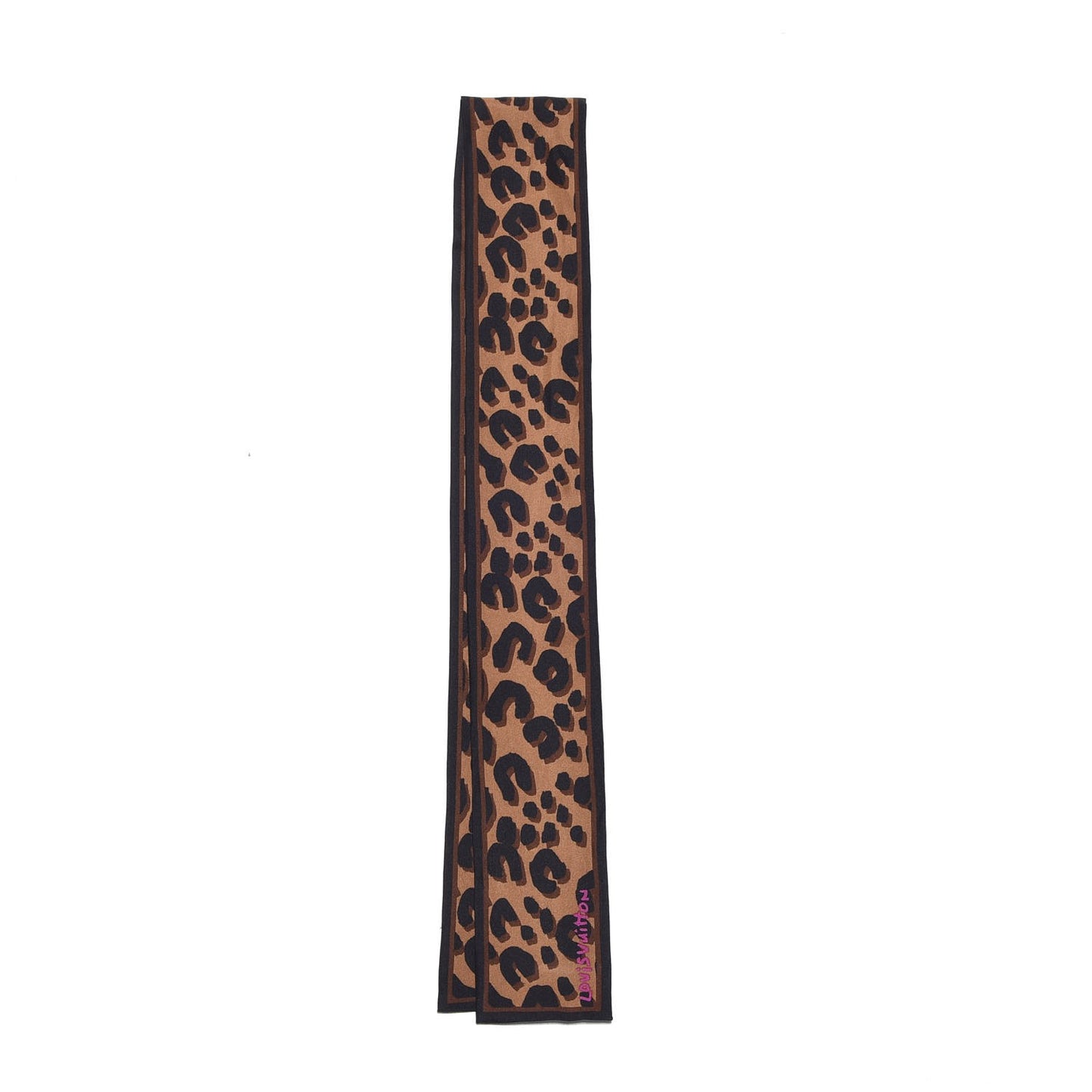 Silk Leopard Bandeau Scarf Marron