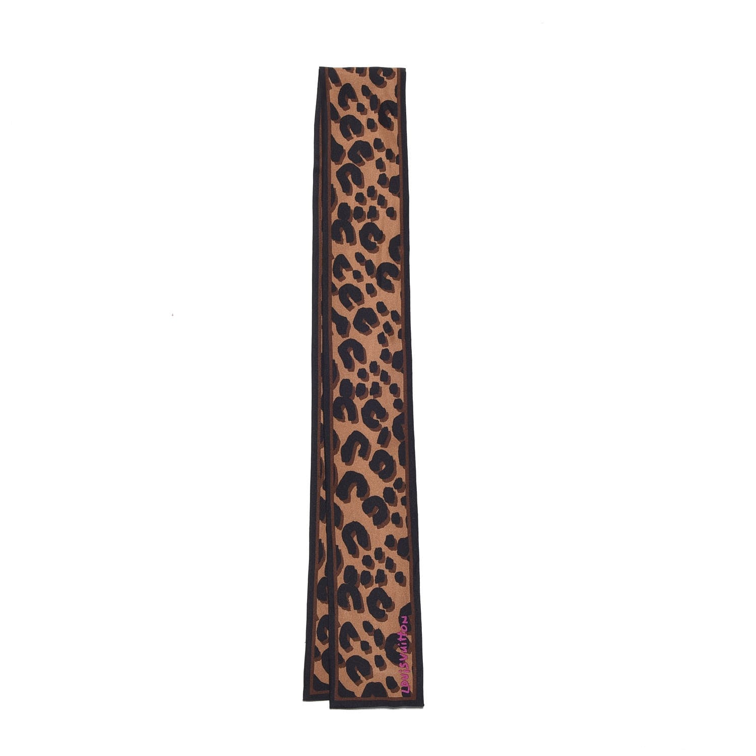 Louis Vuitton Silk Leopard Bandeau Scarf Marron 3 of 6