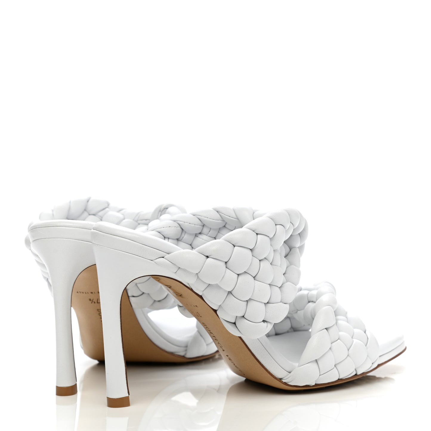 Nappa Twisted Padded Intrecciato Curve Slide Sandals 37.5 Optic White