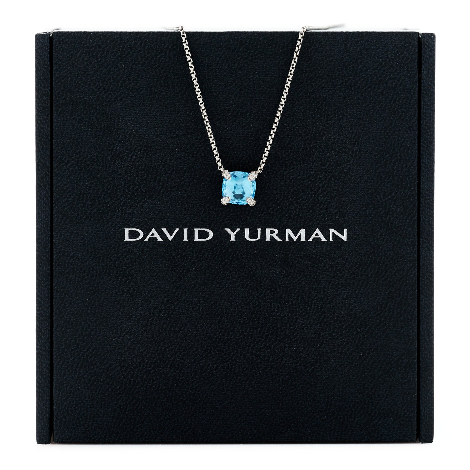 David Yurman Sterling Silver Diamond Blue Topaz 9mm Petite Chatelaine Pendant Necklace 6 of 6