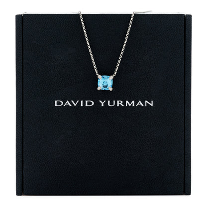David Yurman Sterling Silver Diamond Blue Topaz 9mm Petite Chatelaine Pendant Necklace 6 of 6