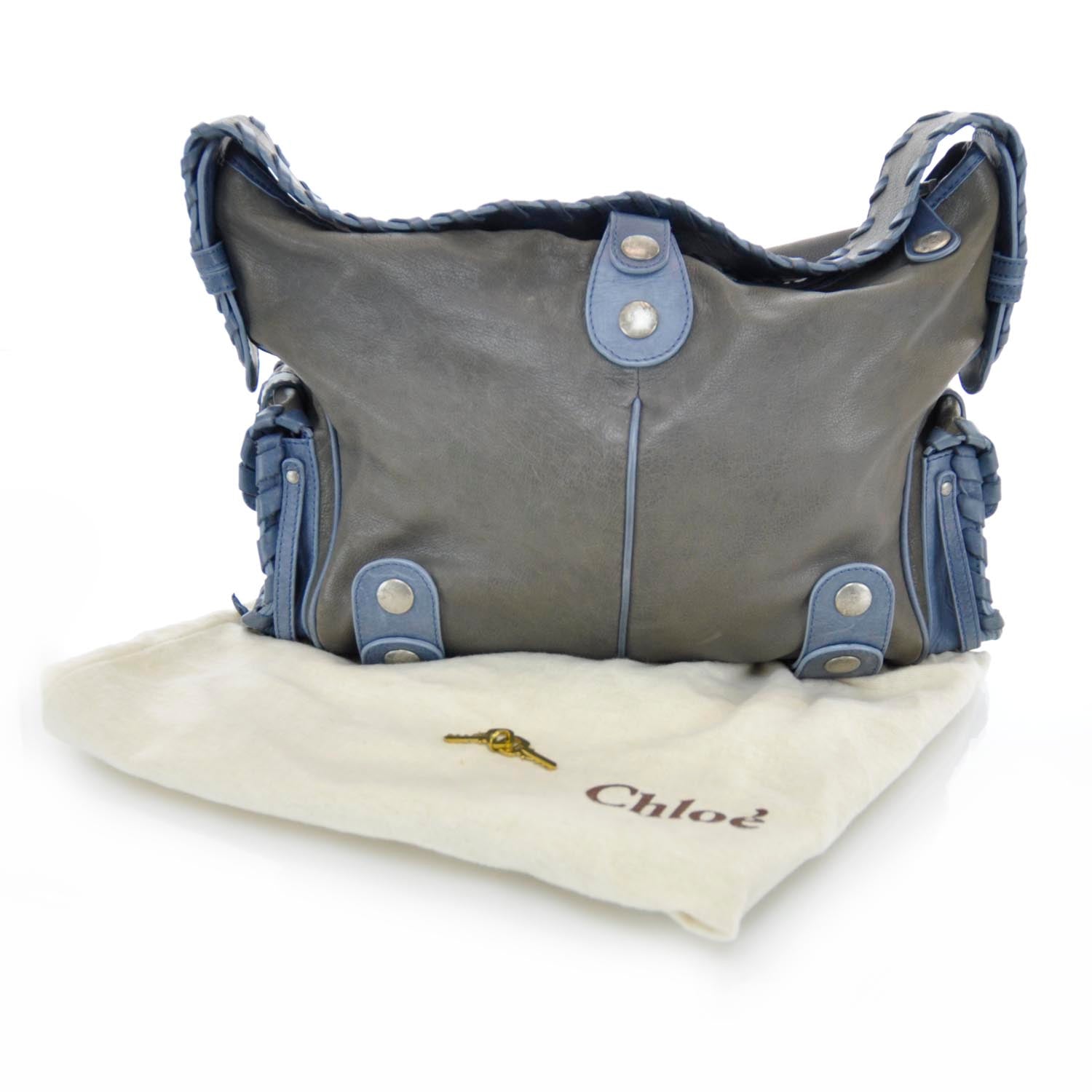 Chloe Calfskin Silverado Hobo Grey Jeans Moyen 3 of 9