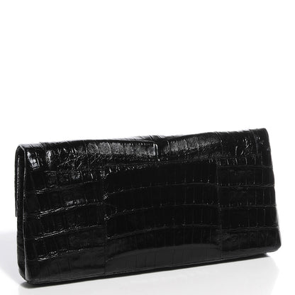 Nancy Gonzalez Glossy Crocodile Gotham Flap Clutch Black Shine 3 of 7