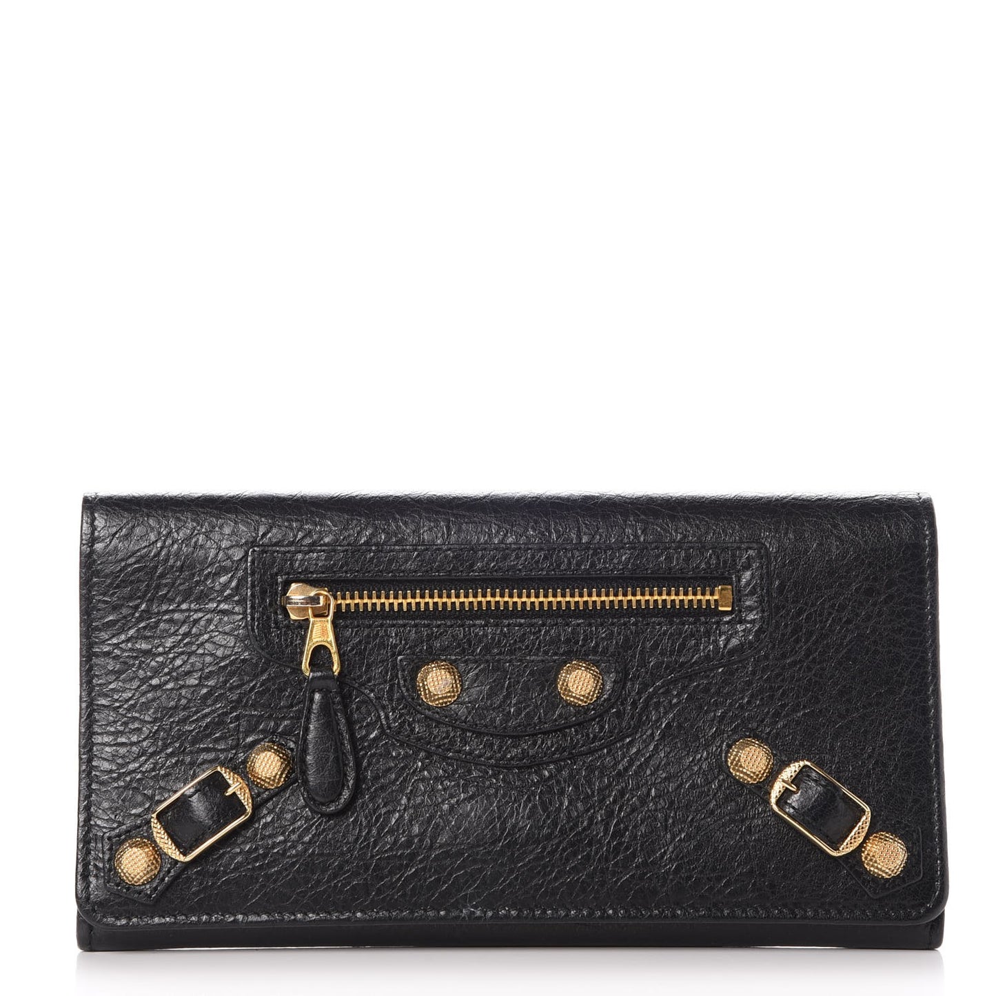 Agneau Giant 12 Gold Hardware Money Wallet Black