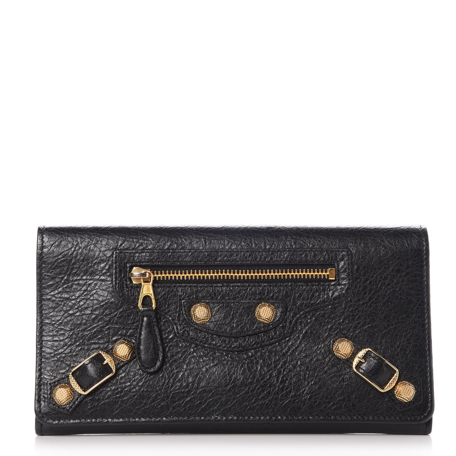 Balenciaga Agneau Giant 12 Gold Hardware Money Wallet Black 1 of 8
