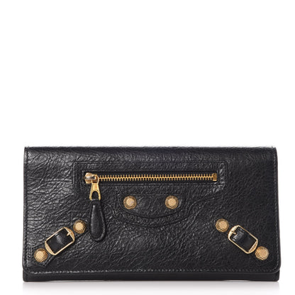 Balenciaga Agneau Giant 12 Gold Hardware Money Wallet Black 1 of 8