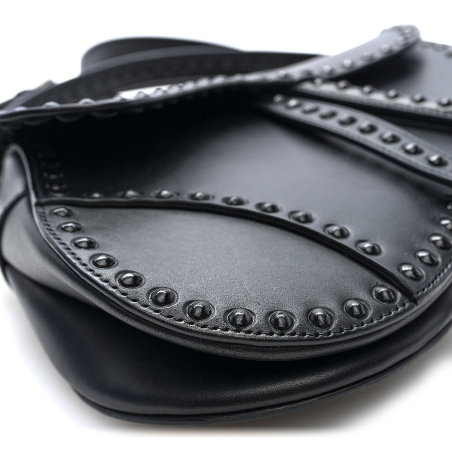 Christian Dior Calfskin Studded Saddle Bag With Strap Black 8 of 9