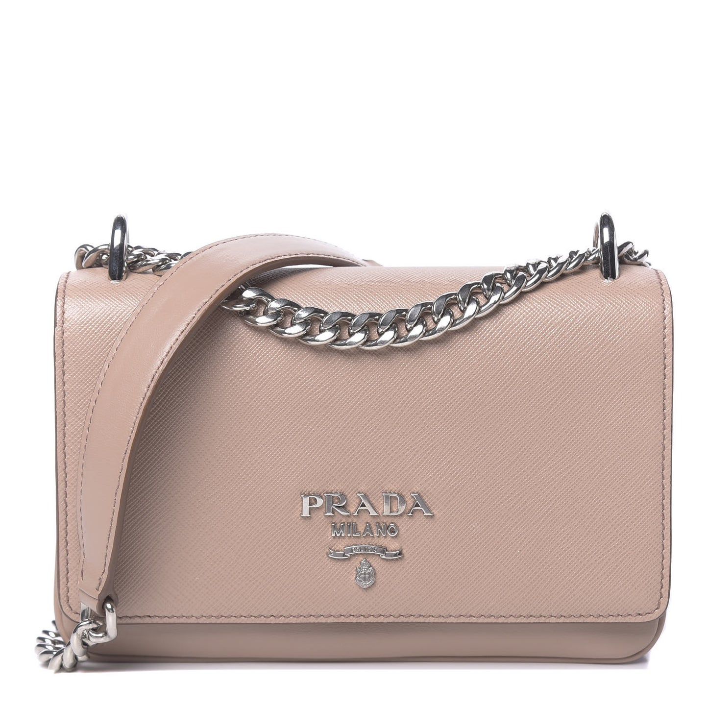 Saffiano Soft Calfskin Chain Crossbody Bag Cipria