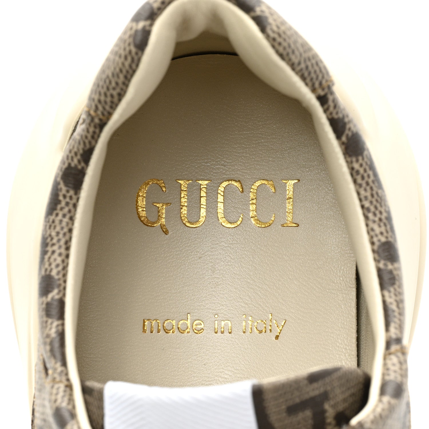 Gucci Maxi GG Supreme Monogram Gucci 100 Mens Rhyton Sneakers 9 Beige Ebony 8 of 10
