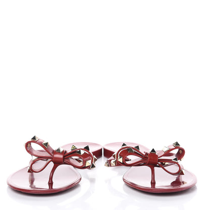 Valentino Garavani PVC Jelly Rockstud Bow Thong Sandals 39 Rubino 6 of 9