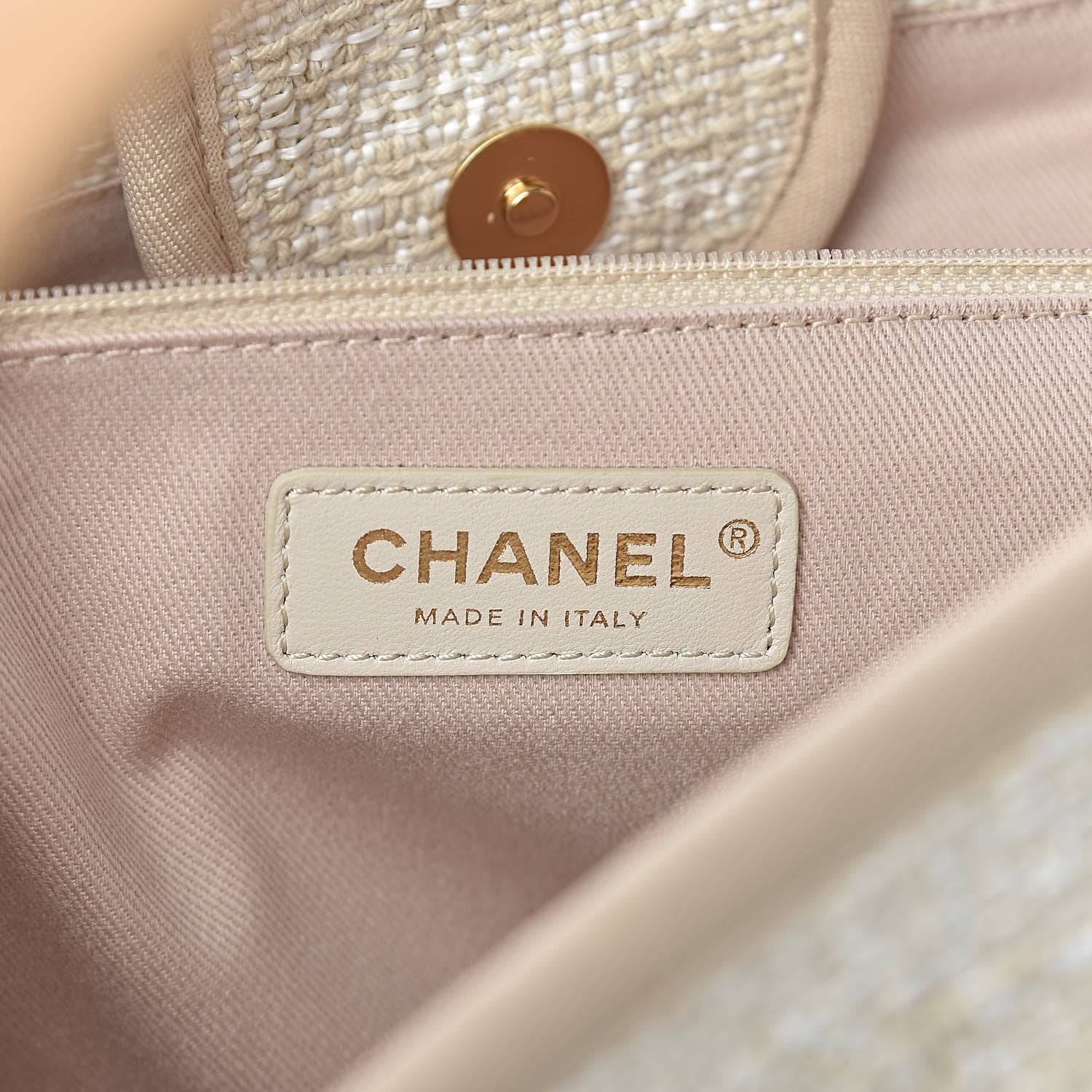 Chanel Lurex Boucle Large Deauville Tote Light Beige 6 of 10
