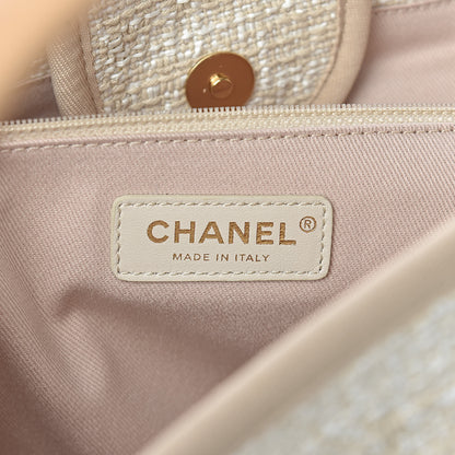 Chanel Lurex Boucle Large Deauville Tote Light Beige 6 of 10